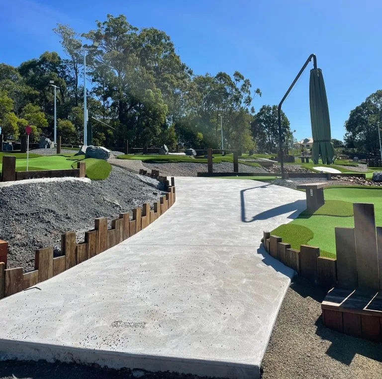 Path along Pacific Golf Club is built showing the construction progress.